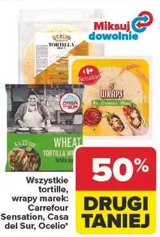 Carrefour Wszystkie tortille, wrapy marek: Carrefour Sensation, Casa del Sur, Ocelio oferta