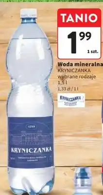 Intermarche Woda mineralna Kryniczanka wybrane rodzaje oferta