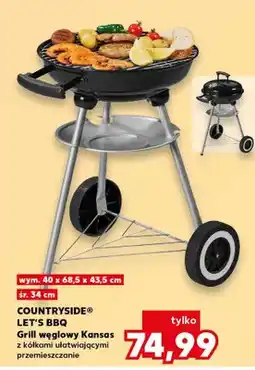 Kaufland Grill węglowy Kansas z kółkami ułatwiającymi przemieszczanie oferta