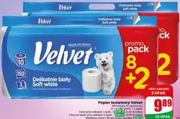 Dino Papier toaletowy Velvet 150 listków, 3-warstwowy 8 + 2 rolki gratis / 1 opak oferta
