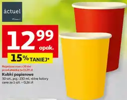 Auchan Kubki papierowe 50 szt., poj.: 230 ml, różne kolory oferta
