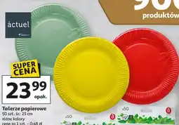 Auchan Talerze papierowe 50 szt., śr.: 23 cm różne kolory oferta