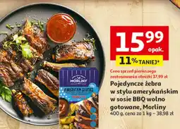 Auchan Pojedyncze żebra w stylu amerykańskim w sosie BBQ wolno gotowane, Morliny oferta