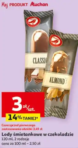 Auchan Lody śmietankowe w czekoladzie oferta