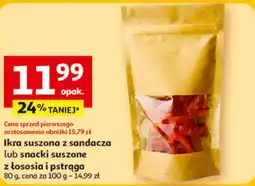 Auchan Ikra suszona z sandacza lub snacki suszone z łososia i pstrąga oferta