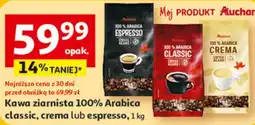 Auchan Kawa ziarnista 100% Arabica classic, crema lub espresso oferta