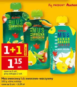 Auchan Mus owocowy lub owocowo-warzywny 100 g, różne rodzaje oferta