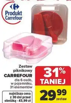 Carrefour Zestaw piknikowy CARREFOUR dla 6 osób, w pojemniku, 31 elementów oferta