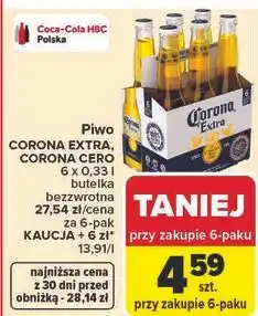 Carrefour Piwo CORONA EXTRA, CORONA CERO 6 x 0,33 l butelka bezzwrotna oferta