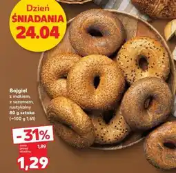 Kaufland Bajgiel z makiem, z sezamem, rustykalny 80 g sztuka oferta