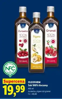 Lidl Sok 100% tłoczony żurawina, pigwa lub granat oferta