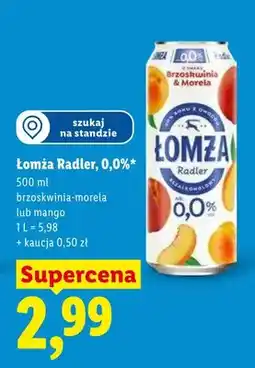 Lidl Piwo łomża radler 0,0% brzoskwinia-morela lub mango oferta