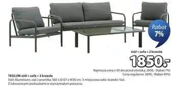 TEGLUM stół + sofa + 2 krzesła