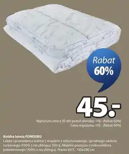 JYSK Kołdra letnia FONDSBU oferta