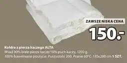 JYSK Kołdra z piera kaczego ALTA oferta