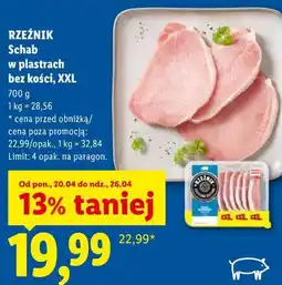 Lidl RZEŹNIK Schab w plastrach bez kości, XXL oferta
