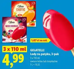Lidl GELATELLI Lody na patyku, 3-pak oferta