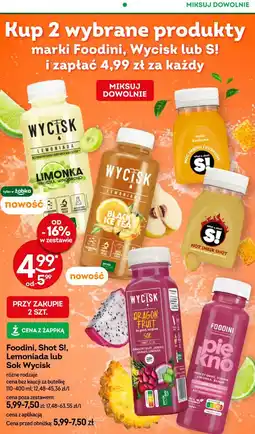 Żabka Foodini, Shot S!, Lemoniada lub Sok Wycisk oferta