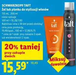 Lidl SCHWARZKOPF TAFT Żel lub pianka do stylizacji włosów oferta