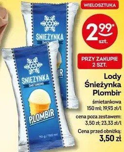 Żabka Lody Śnieżynka Plombir oferta