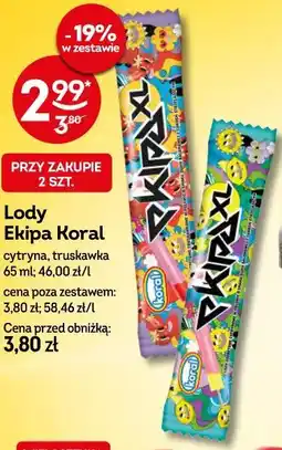 Żabka Lody Ekipa Koral cytryna, truskawka oferta