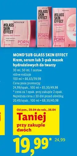 Lidl MOND'SUB GLASS SKIN EFFECT Krem, serum lub 3-pak masek hydrożelowych do twarzy oferta