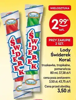 Żabka Lody Świderek Koral truskawka, tropikalne, pomarańcza oferta