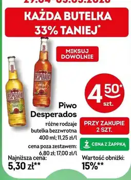 Żabka Piwo desperados różne rodzaje butelka bezzwrotna oferta