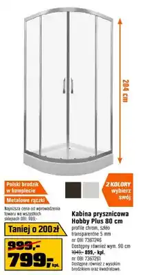 OBI Kabina prysznicowa Hobby Plus 80cm profile chrom, szkło transparentne 5mm oferta