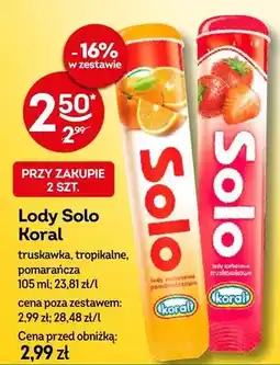 Żabka Lody Solo Koral truskawka, tropikalne, pomarańcza oferta