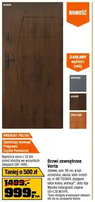 OBI Drzwi zewnętrzne Verto stalowe szer. 90cm w kpl.: ościeżnica, okucia, kolor orzech oferta