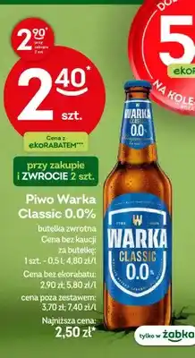 Żabka Piwo warka classic 0.0% butelka zwrotna oferta