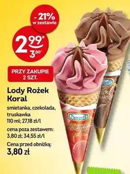 Żabka Lody rożek koral śmietanka, czekolada, truskawka oferta