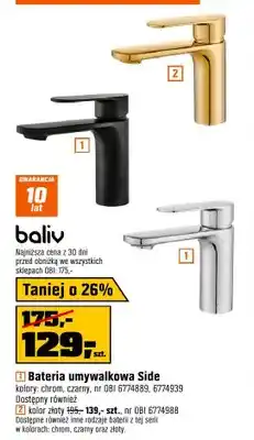 OBI Bateria umywalkowa Side kolor: chrom, czarny oferta