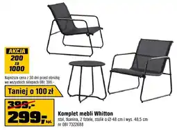 OBI Komplet mebli Whitton stal, tkanina, 2 fotele, stolik o wym. 0x48cm i wys. 48,5cm nr OBI 7322688 oferta