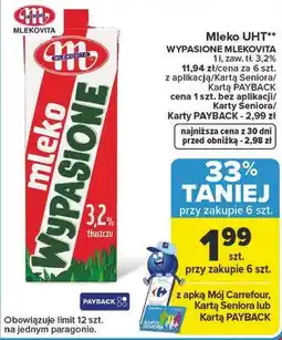 Carrefour Market Mleko UHT WYPASIONE MLEKOVITA oferta