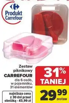 Carrefour Market Zestaw piknikowy CARREFOUR dla 6 osób, w pojemniku, 31 elementów oferta