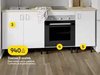 Zestaw 5 szafek zlew, bateria, płyta, piekarnik i uchwyty do kupienia osobno