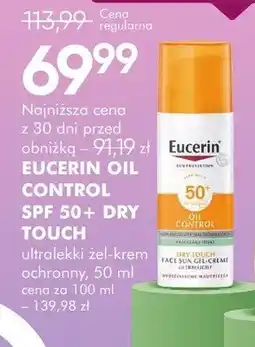SuperPharm Eucerin oil control SPF 50+ dry touch żel-krem ochronny oferta