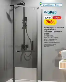 Castorama Kabina prysznicowa pięciokątna Durasan Diamond Black oferta