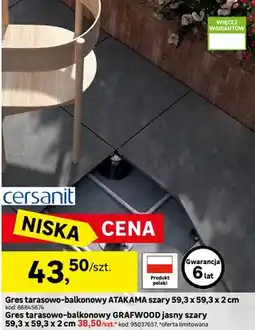 Leroy Merlin Gres tarasowo-balkonowy Atakama szary 59,3x59,3x2cm oferta