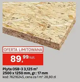 Leroy Merlin Płyta OSB-3 3,125m2 2500x1250mm gr. 17mm oferta