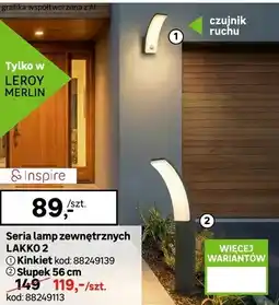 Leroy Merlin Seria lamp zewnętrznych LAKKO 2 słupek 56cm kod: 88249139 oferta