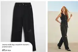 Sinsay Jeansy wide leg z wysokim stanem i przetarciami oferta