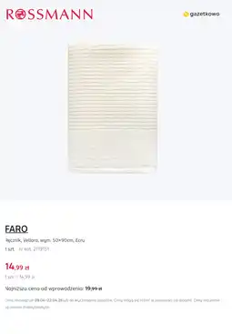 Rossmann FARO Ręcznik, Vellora, wym. 50×90cm, Ecru oferta