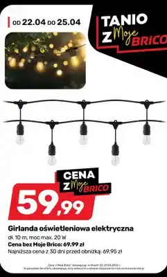 Bricomarche Girlanda oświetleniowa elektryczna dł. 10m moc max. 20W oferta