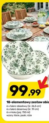 Bricomarche Zestaw obiadowy 18-elementowy wzór róże oferta