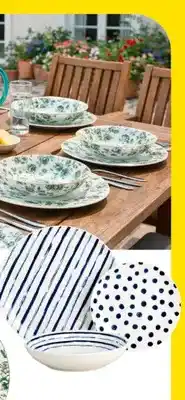 Bricomarche Zestaw obiadowy 18-elementowy wzór paski oferta