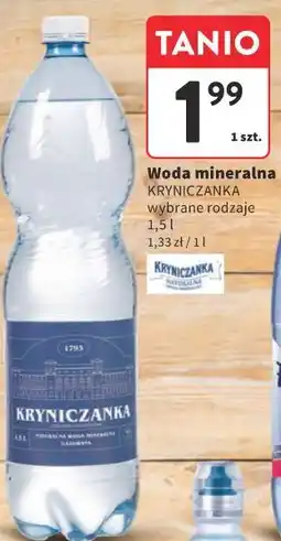Intermarche Woda mineralna KRYNICZANKA oferta