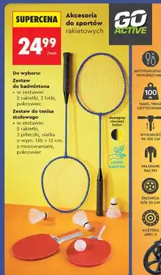 Biedronka Zestaw do badmintona Go Active 2 rakietki 3 lotki pokrowiec oferta